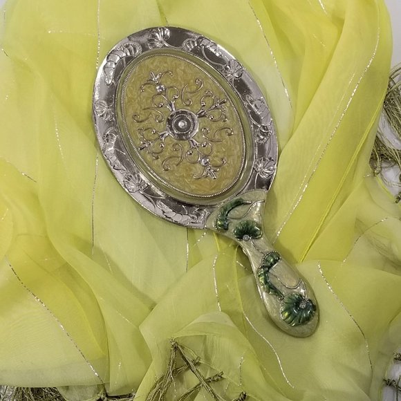Jeweled Hand Held Vanity Mirror Ornate EUC - Picture 8 of 8